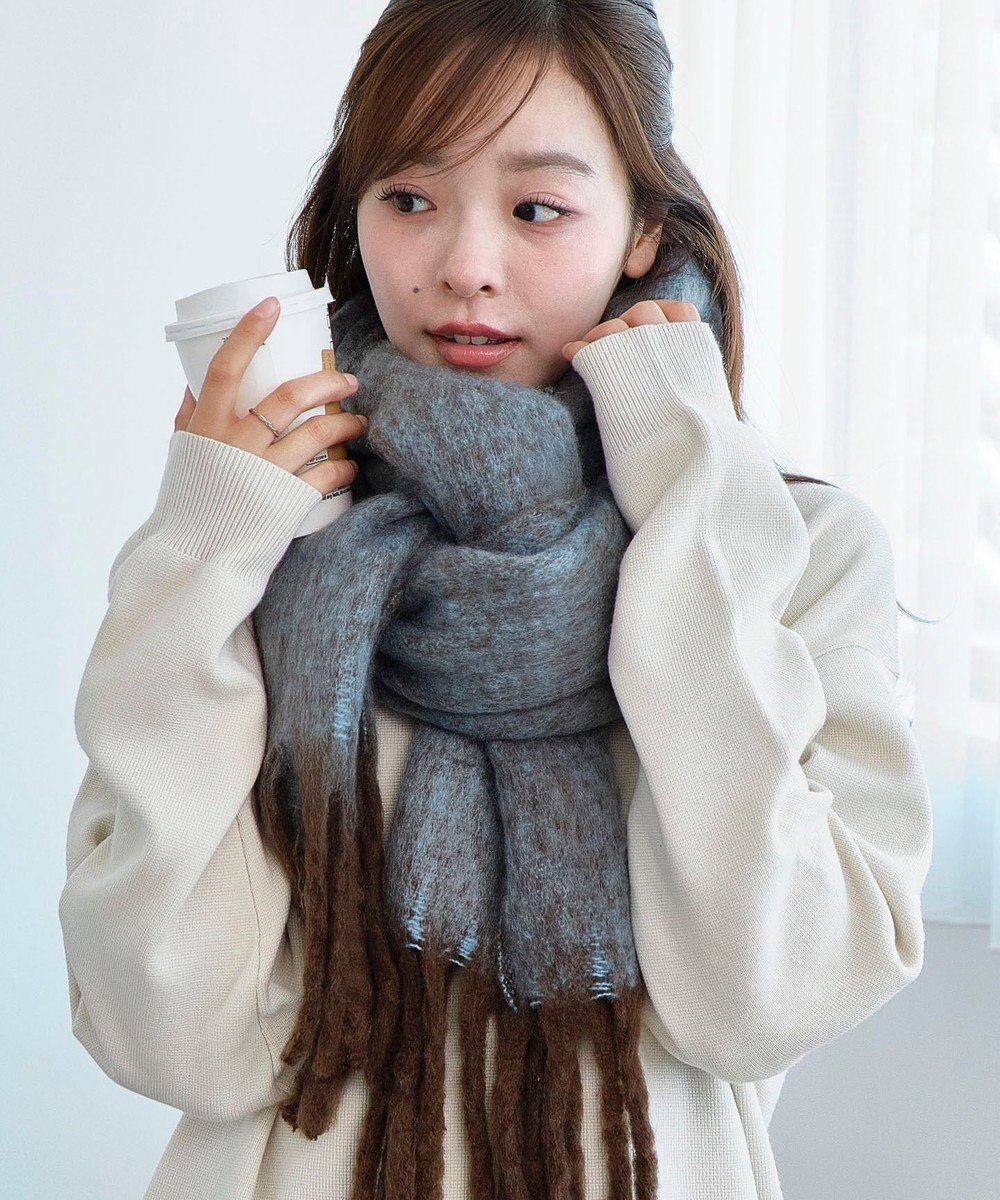 WEGO 【マフラー/ユニセックス着用】ワイドフリンジストール 