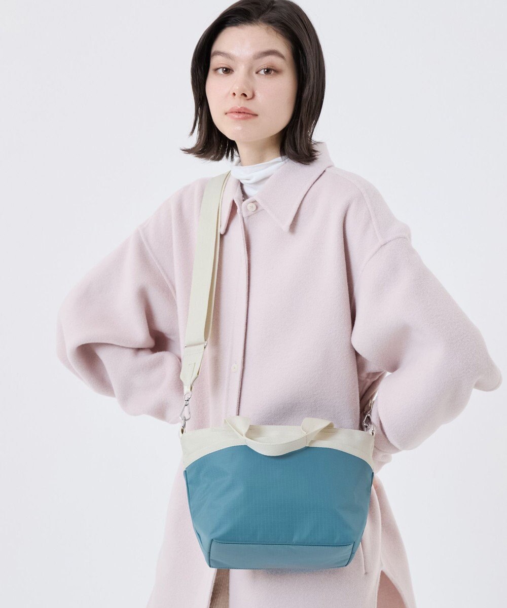 LeSportsac SMALL BUCKET TOTE/ブルーインディゴ/ベージュ 