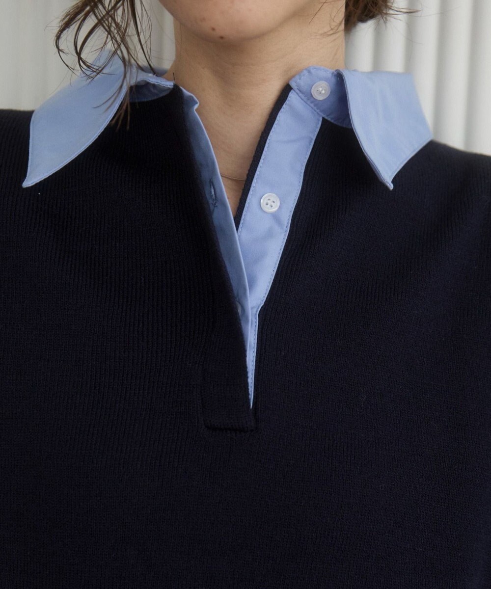 WEGO 【ANGIE VINTAGE】シャツ襟 ドッキング　フェイクレイヤード ニット トップス 