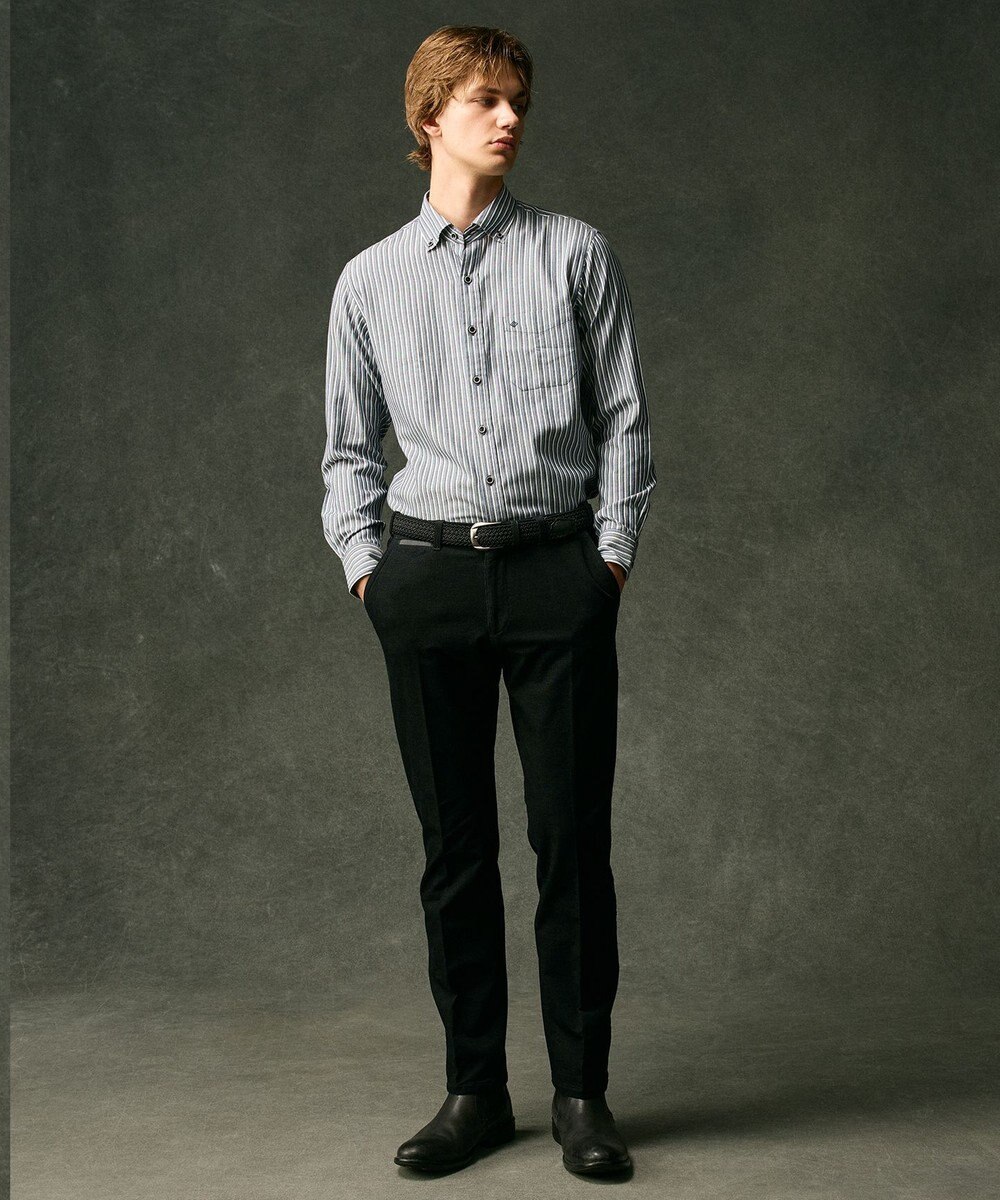 JOSEPH ABBOUD 【柔らか・光沢感】コットンビエラストライプ シャツ 