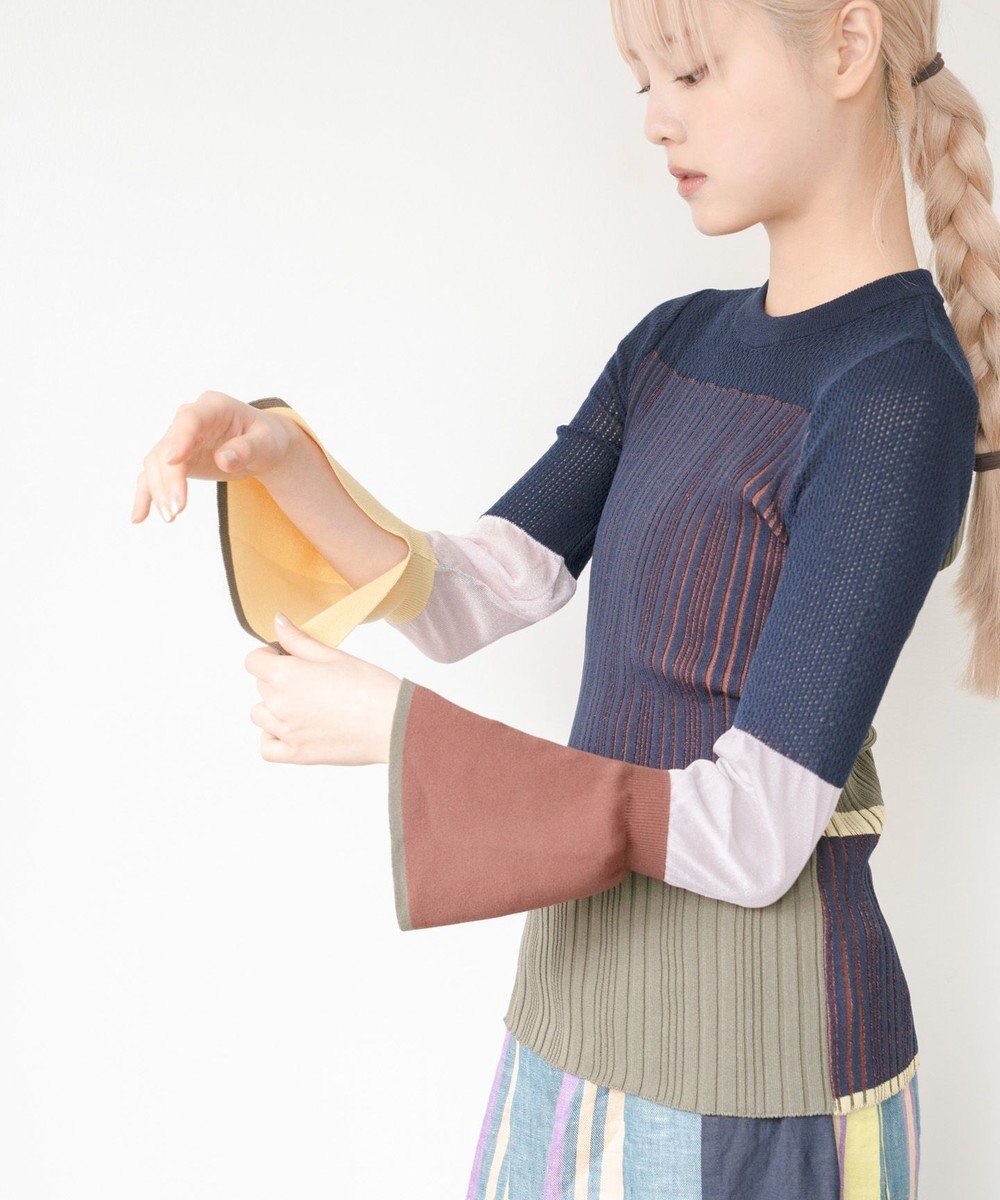 COQ CACTUS カラーブロックリブニット 