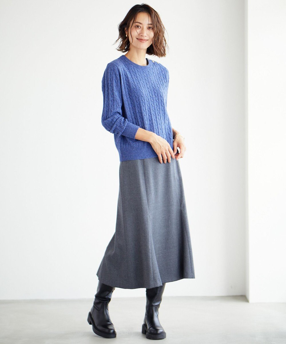 J.PRESS LADIES 【洗える】フラノハンドウォッシュ マーメイド スカート 