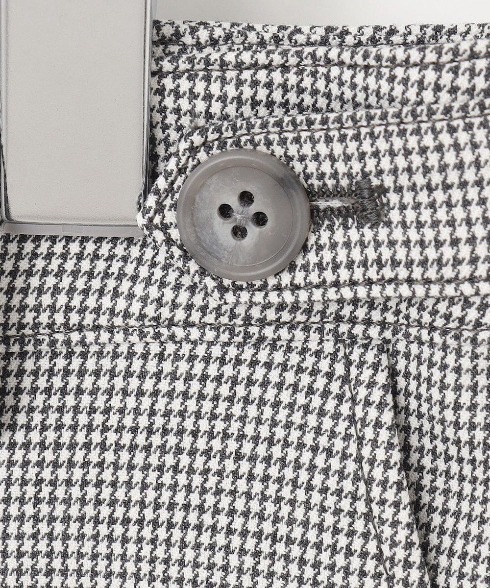J.PRESS LADIES L 【洗える】シャークスキンハウンドトゥース セミワイド パンツ 