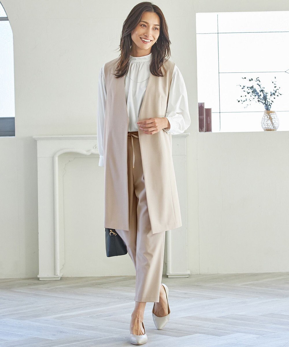 ANY 【ウエストゴム/ストレッチ/セットアップ可】イージィケアストレッチテーパードパンツ 