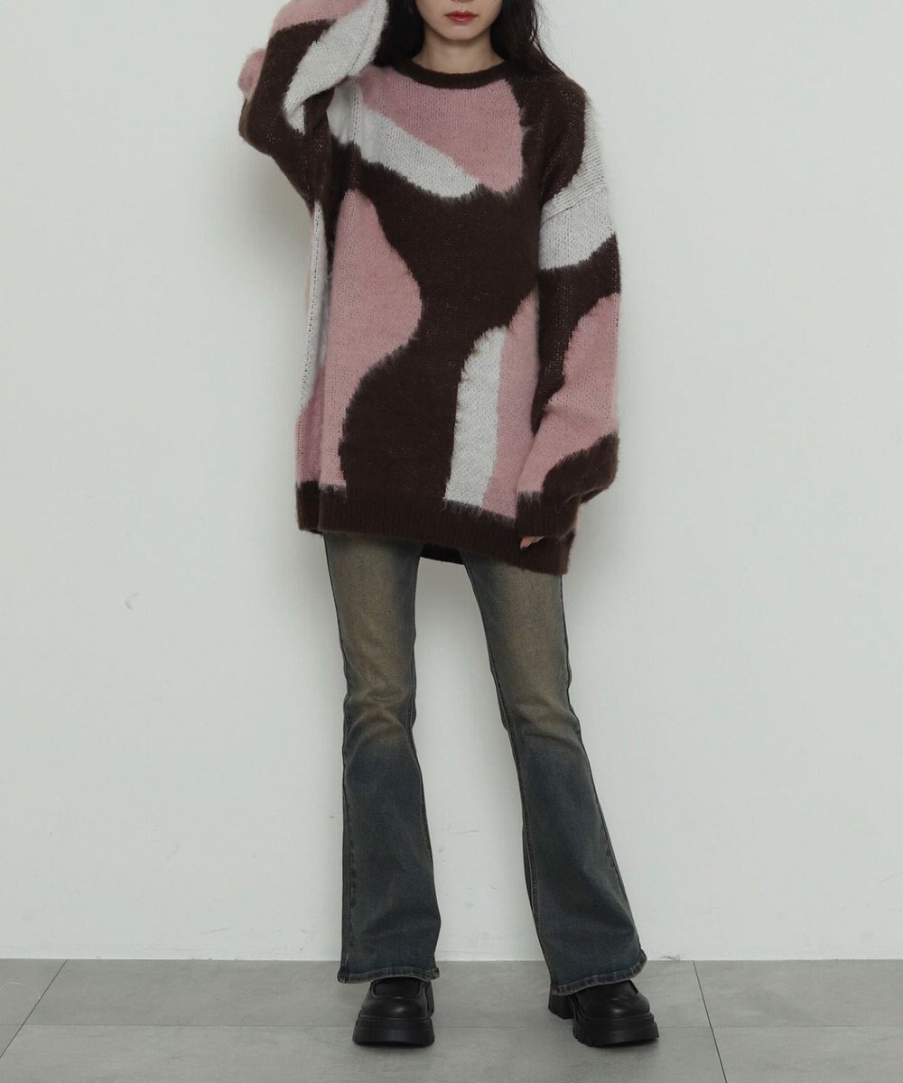 WEGO 【2025年秋冬新作】シャギーパターンニットBIGプルオーバー 