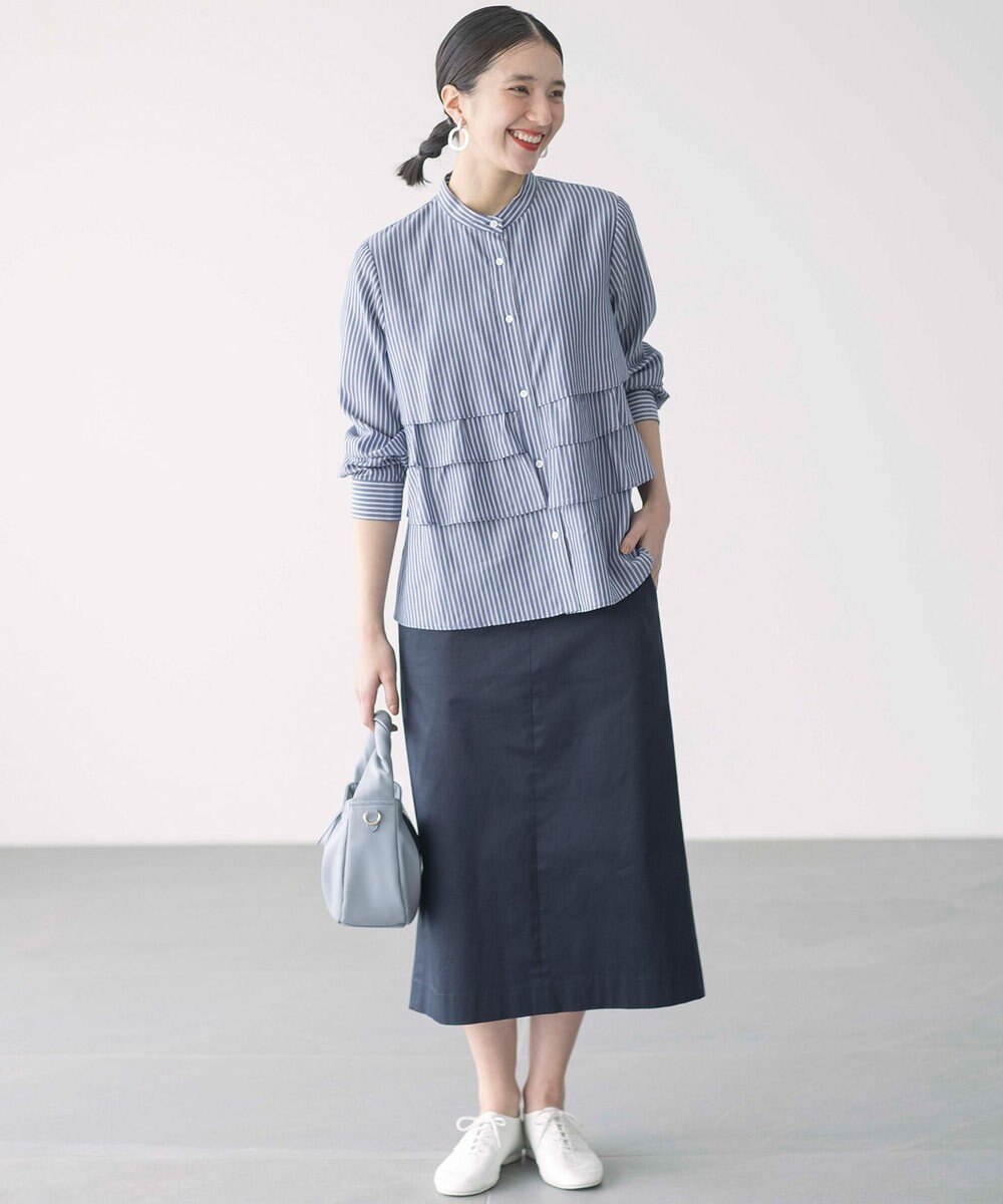 組曲 【WEB限定】サテンストレッチ Iラインスカート 