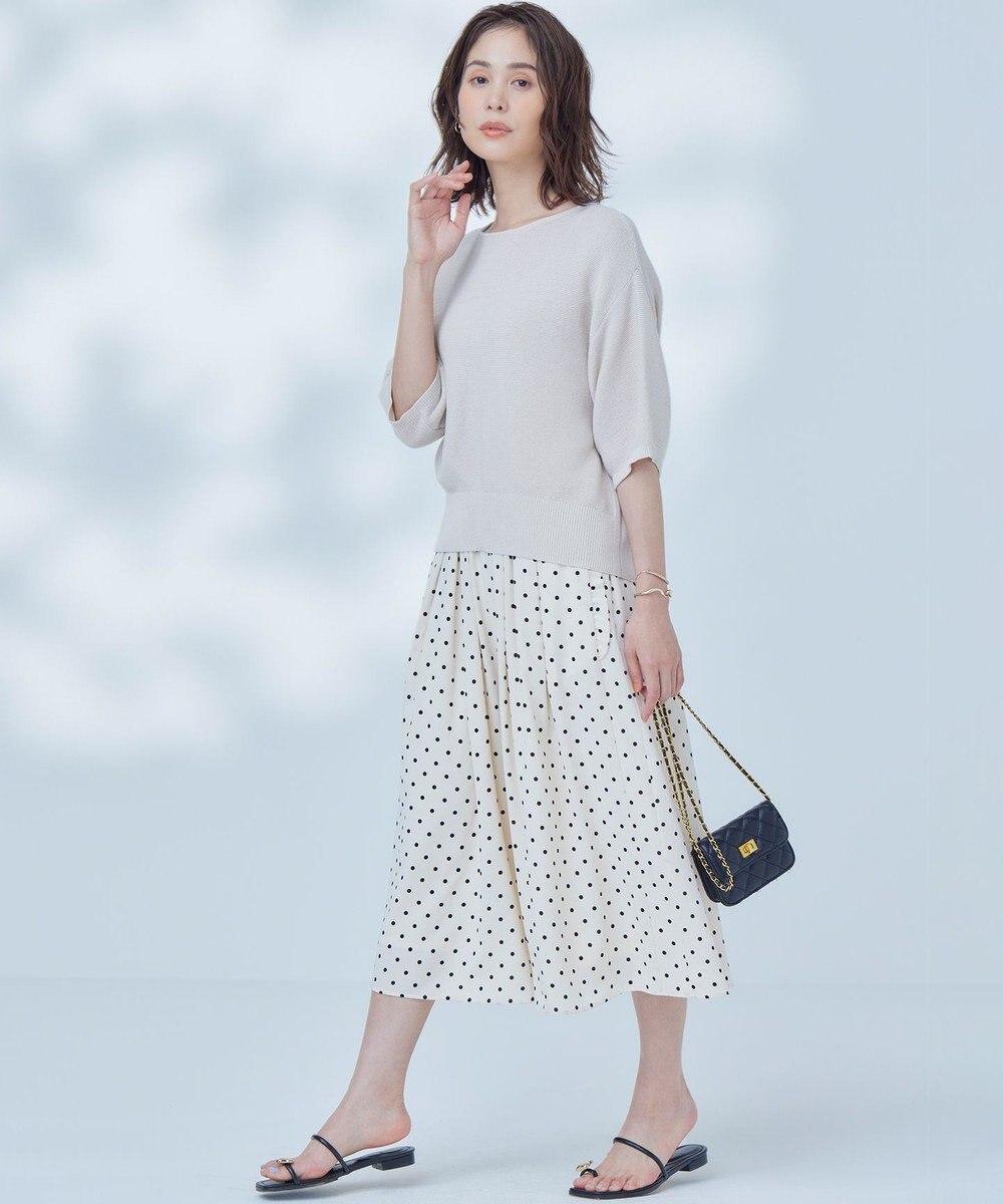 組曲 S 【WEB限定】コットンポリエステル5分袖リラクシー ニット 