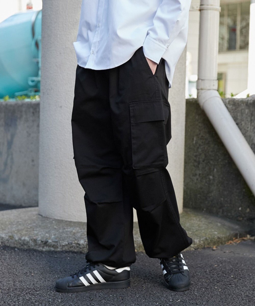WEGO 【ウエストゴム/SMLサイズ展開】イージーワイドカーゴパンツ 