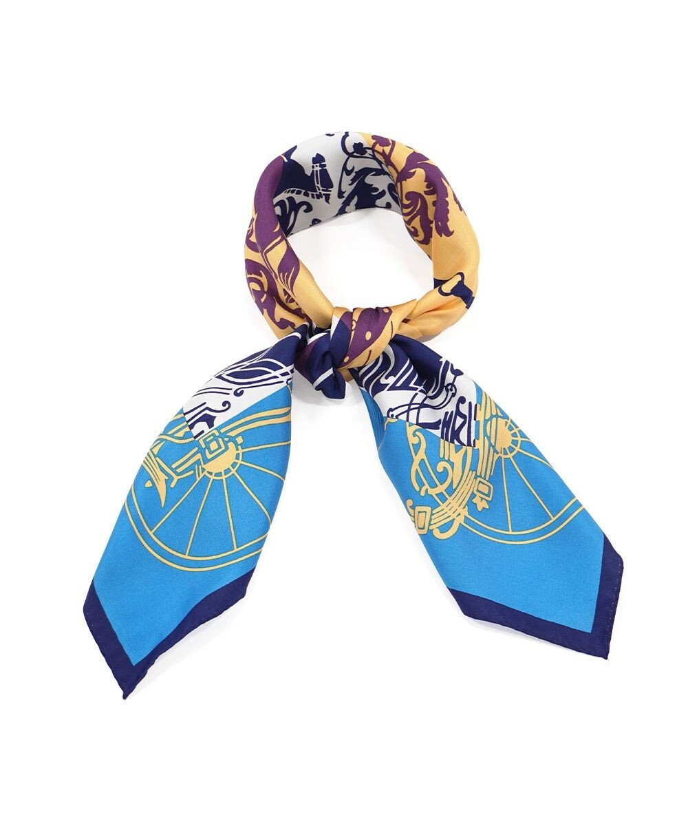 Marca 【Marcaオリジナル】色面シルエット馬車 小判スカーフ シルクツイル 