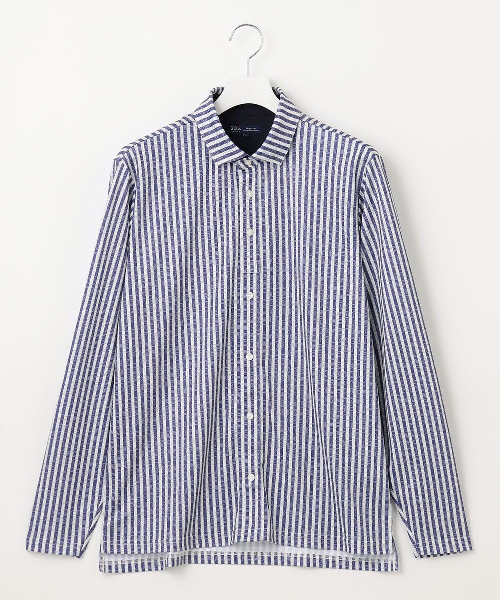 23区GOLF 【MEN】【吸水速乾/UVカット】ストライプロゴ 長袖シャツ 