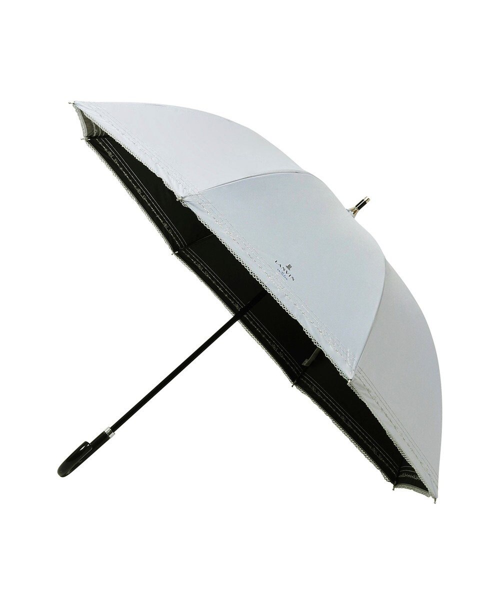 MOONBAT 【遮光率100％/遮熱/UV】LANVIN en Bleu (ランバン オン ブルー)晴雨兼用日傘 ピコレース シルバーラメ刺繍 長傘 