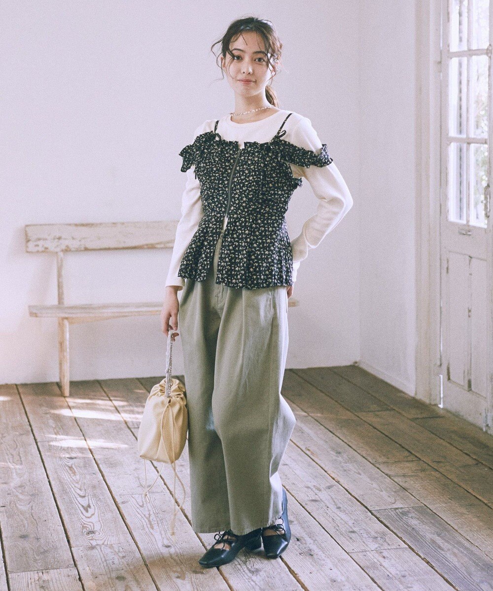 earth music&ecology フラワーペプラムビスチェ 