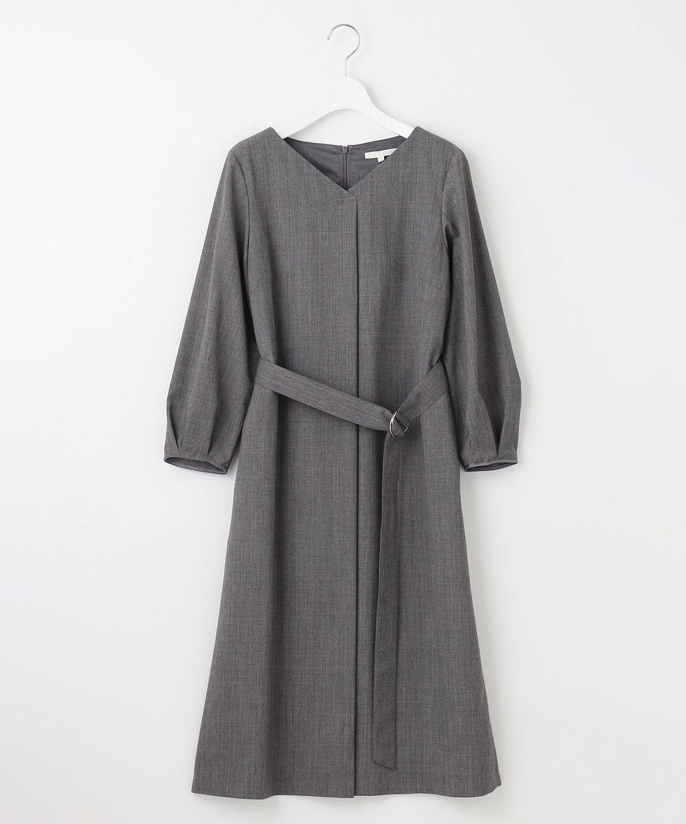 自由区 S 【洗える】ウールミックスストレッチツイル ワンピース 
