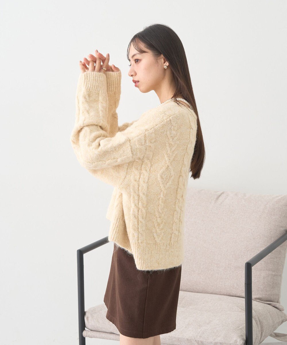 earth music&ecology モヘヤタッチケーブルニットプルオーバー 