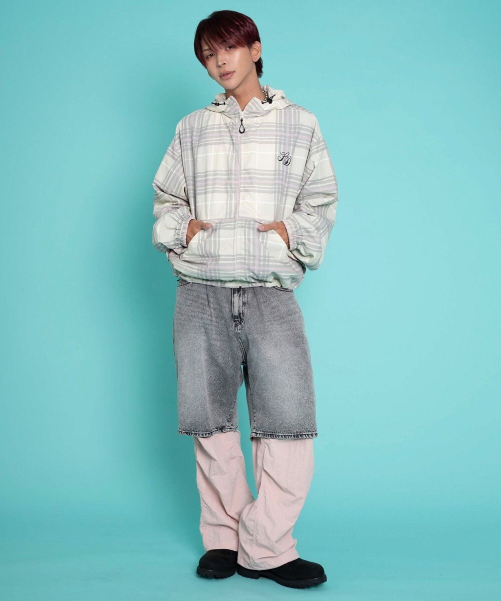 WEGO 【ユニセックス着用ITEM/MLサイズ展開】チェックロゴフードブルゾン 