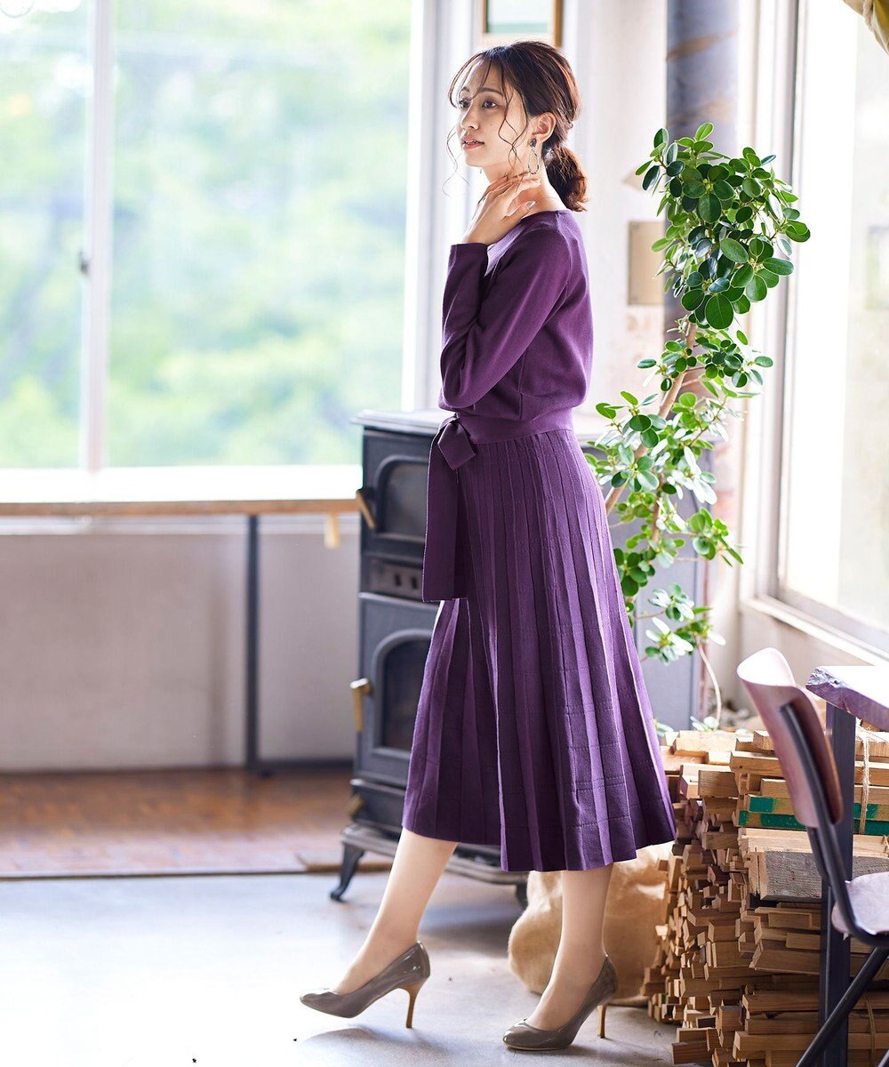 Tiaclasse L 【洗える】1枚で着映えするチェック柄編みニットワンピース 