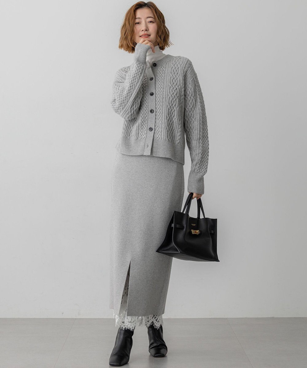 23区 S 【洗える】カシミヤブレンド ケーブルニットカーディガン 