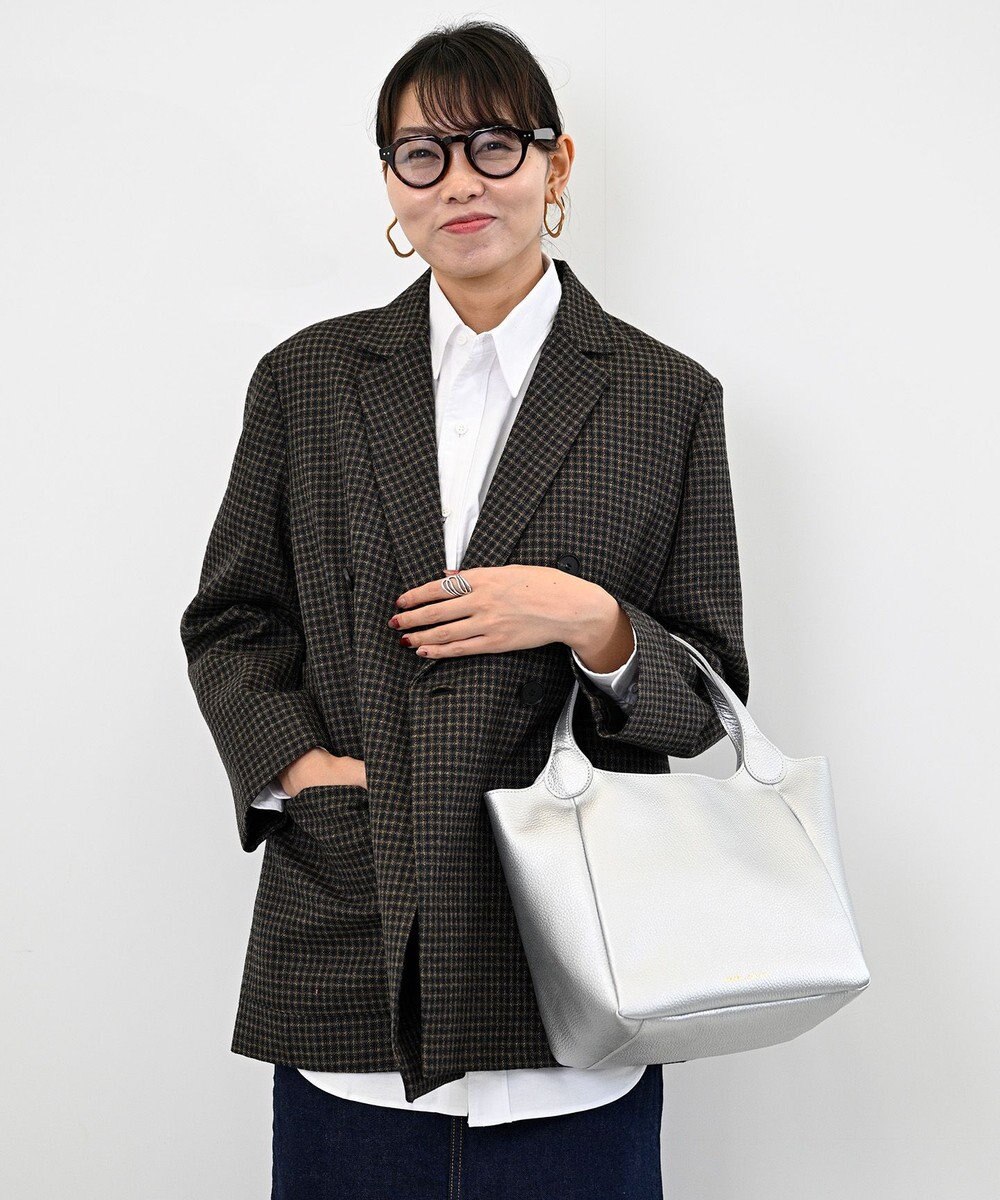 Hekhèr Le Style de Vie 新素材・新色【日本製/セレモニーにも】シュリンクレザー ハンドバッグ medium シルバ－ 