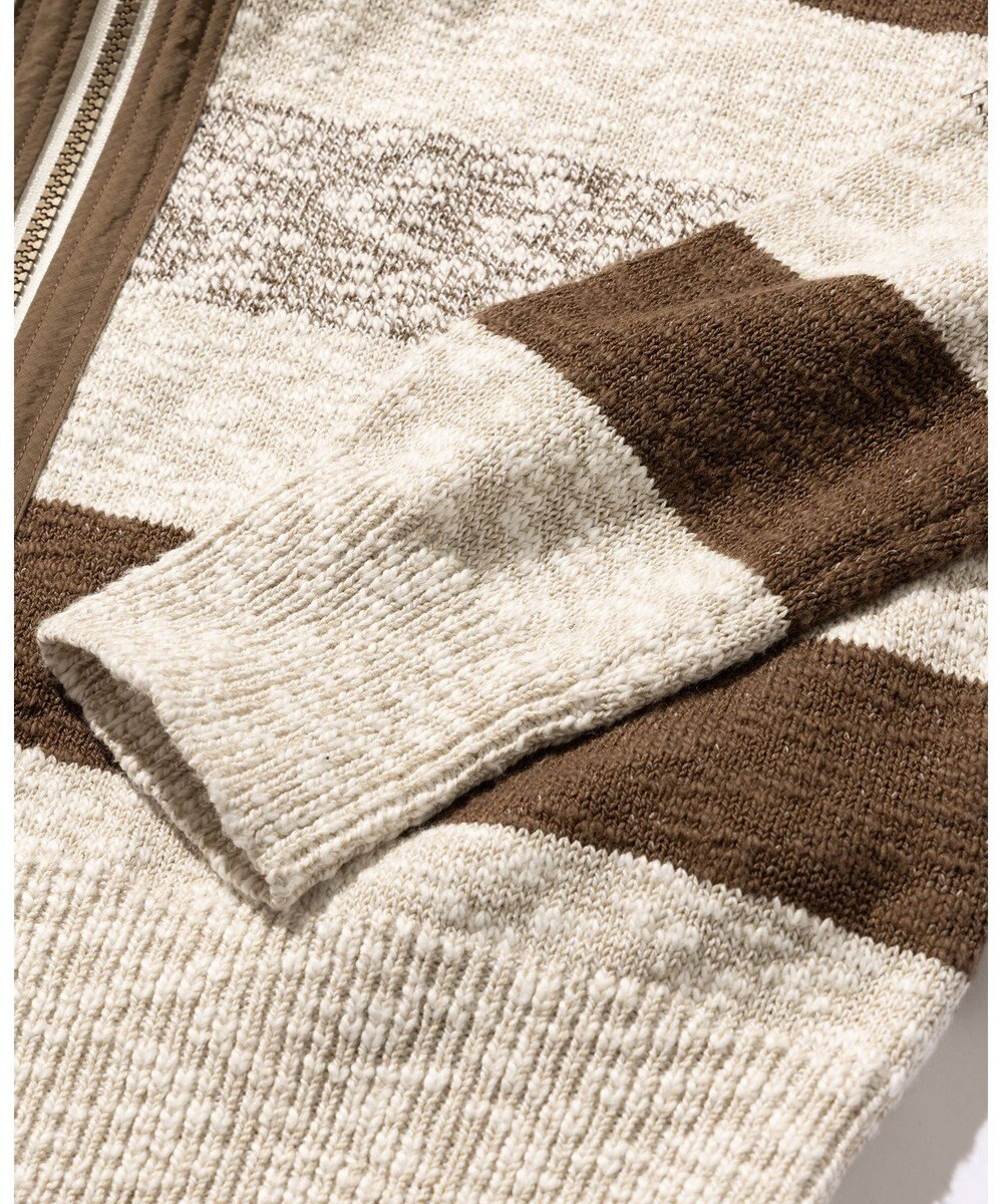 JOSEPH ABBOUD MOUNTAIN 【イタリア糸使用】 コットンスラブボーダー Vネック カーディガン 