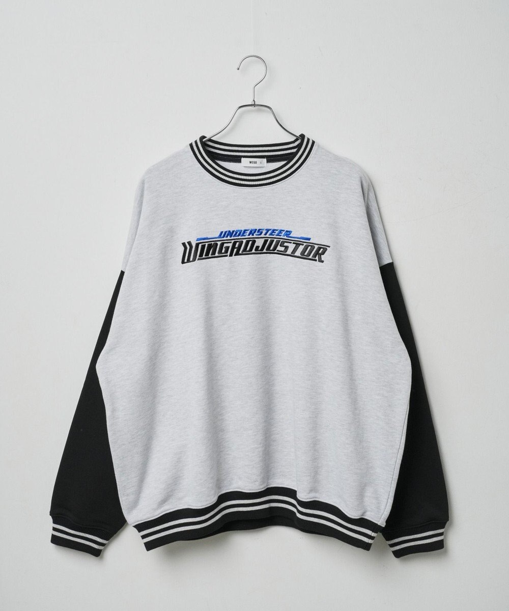 WEGO ヘビーウエイト刺繍バイカラープルオーバー 