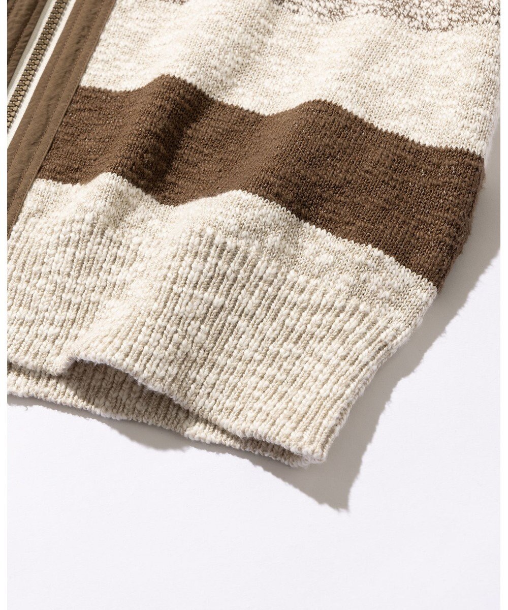 JOSEPH ABBOUD MOUNTAIN 【イタリア糸使用】 コットンスラブボーダー Vネック カーディガン 