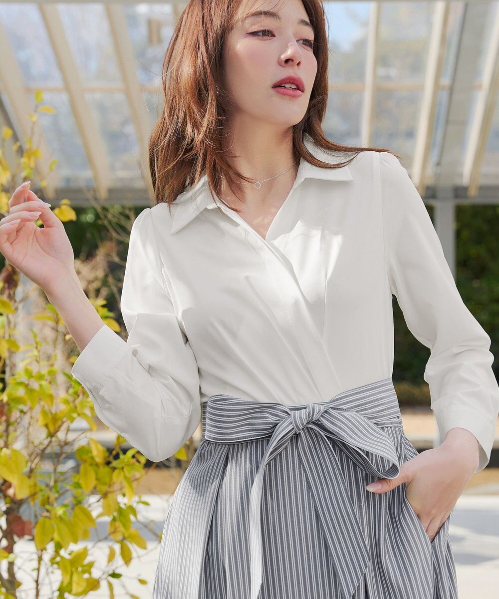 Tiaclasse カシュクールシャツワンピース 