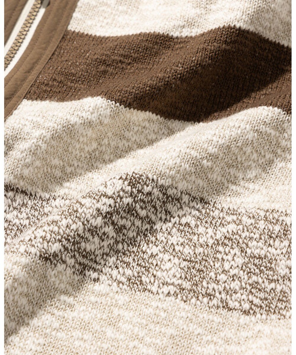 JOSEPH ABBOUD MOUNTAIN 【イタリア糸使用】 コットンスラブボーダー Vネック カーディガン 