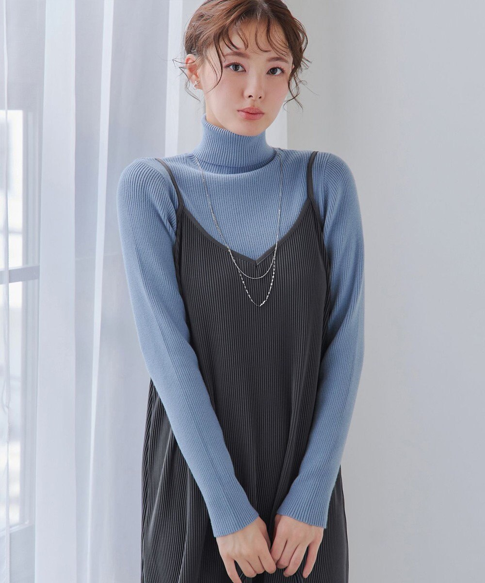 Tiaclasse L 【新色追加・洗える】リブタートルニット 