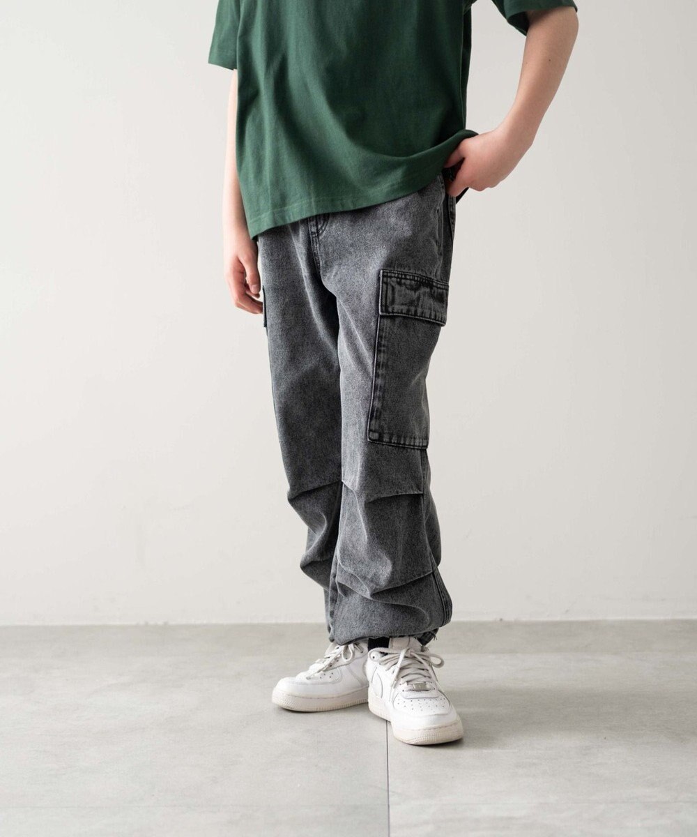 WEGO 【KIDS/150cm/160cm/ウエストゴム】デニムイージーカーゴパンツ（JUNIOR） 