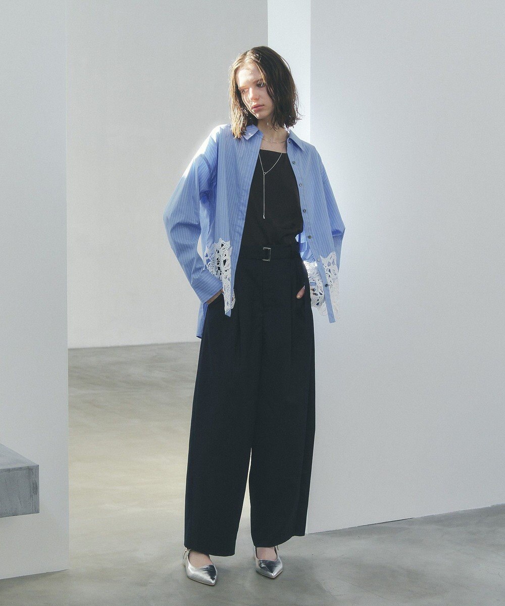 YECCA VECCA レースヘムロングシャツ 