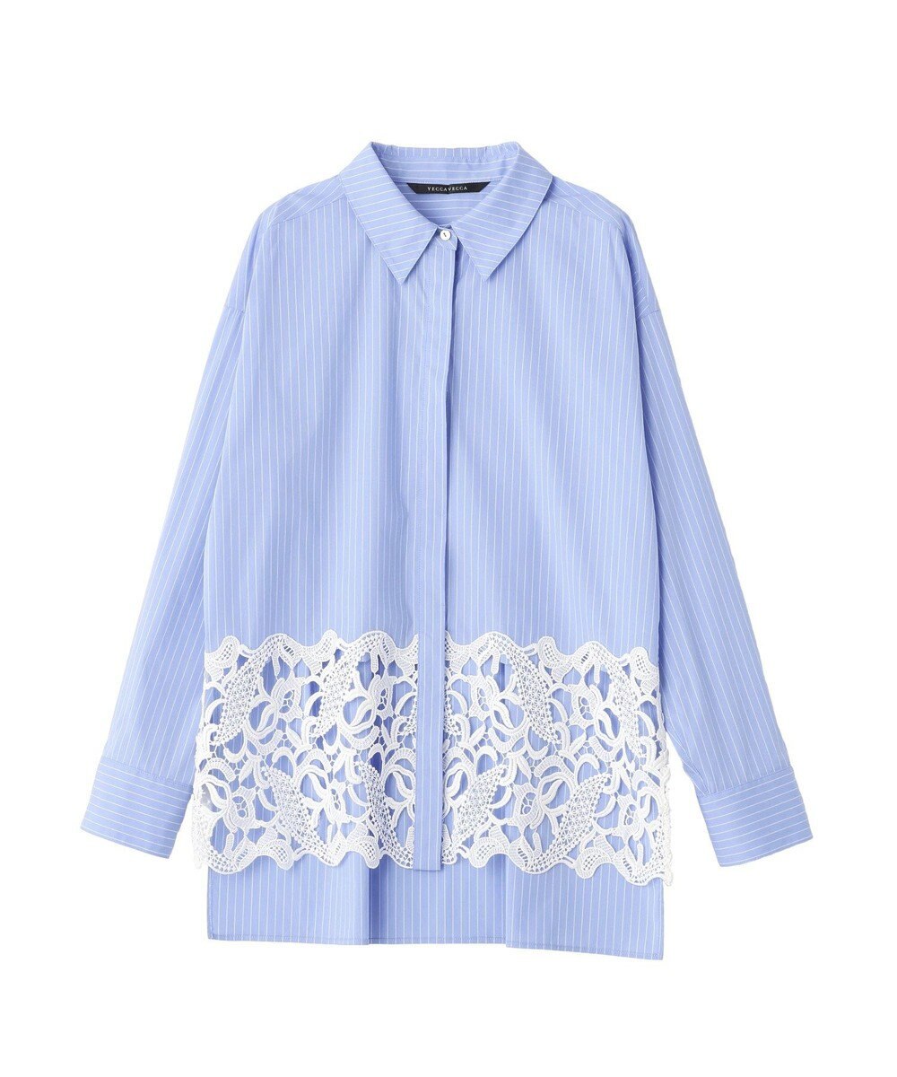 YECCA VECCA レースヘムロングシャツ 