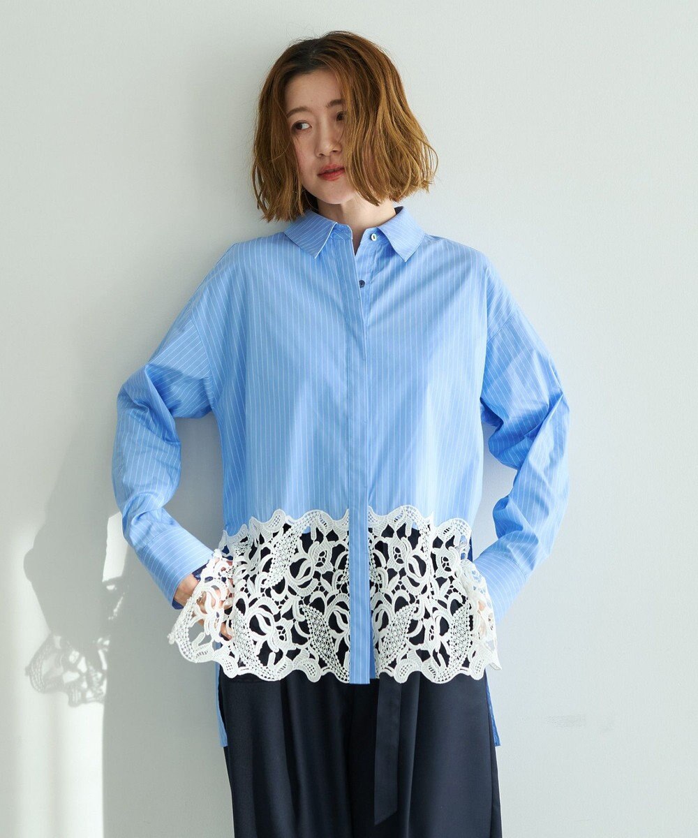 YECCA VECCA レースヘムロングシャツ 