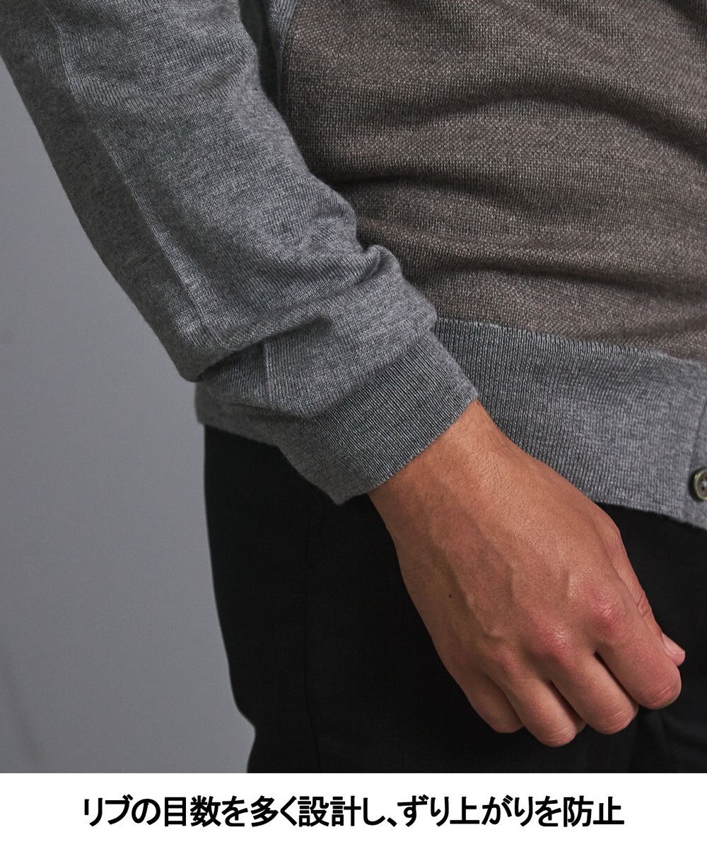 GOTAIRIKU 体温調整に【洗える/チクチクしにくい/ピリングしにくい】イタリア糸 ハイゲージ カーディガン_WOOL100% 