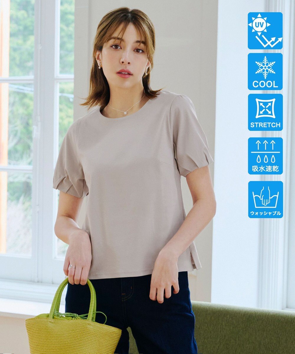 Tiaclasse 【UVケア・接触冷感】“あまラク” タックパフスリーブカットソートップス 