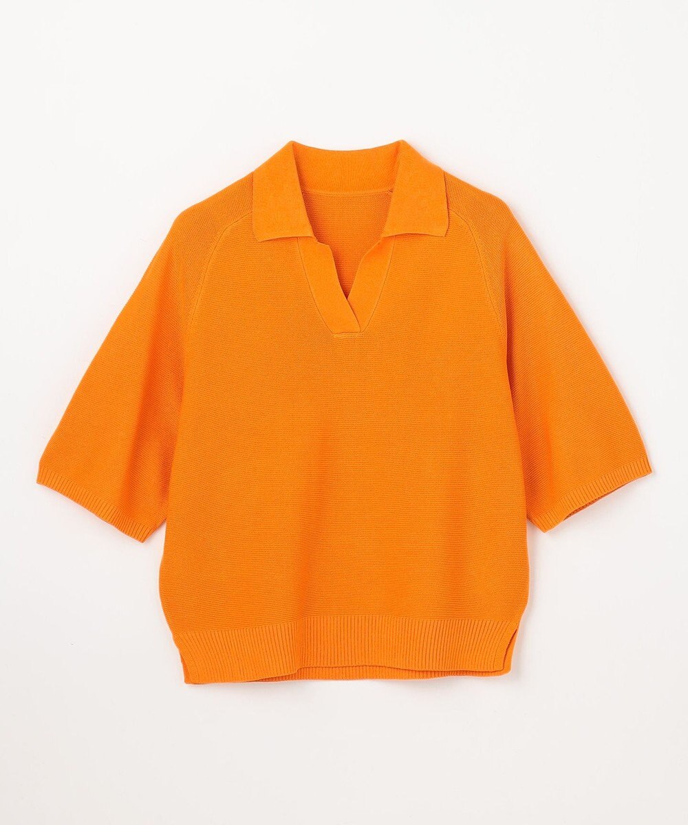 ANY L アクリルガーターポロ衿ニット 