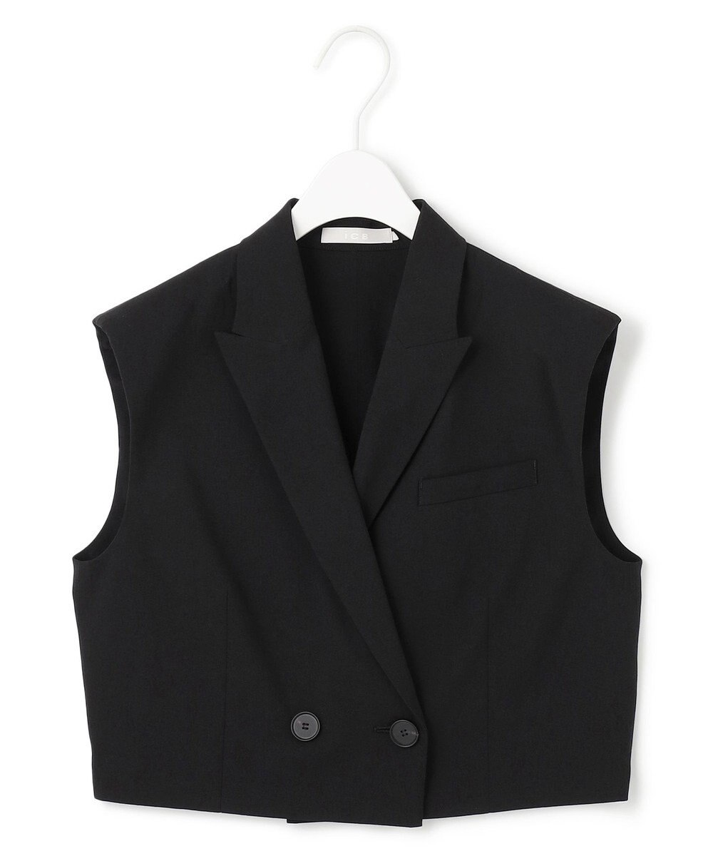 ICB 【接触冷感・UVカット・洗える】 T/Rドライリネン ショートジレ 