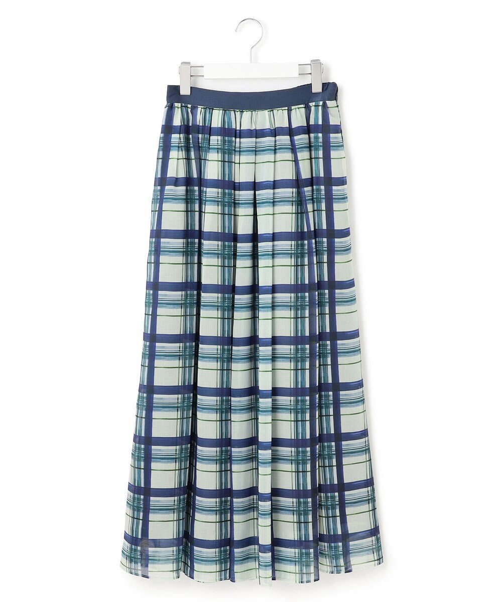 23区 L 【WEB&一部店舗限定/洗える】手書き風チェックプリント ギャザー スカート 