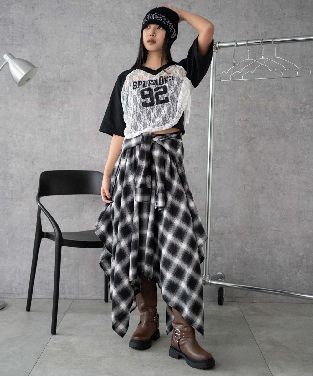 WEGO ラグランレースサイドドロストショートT 