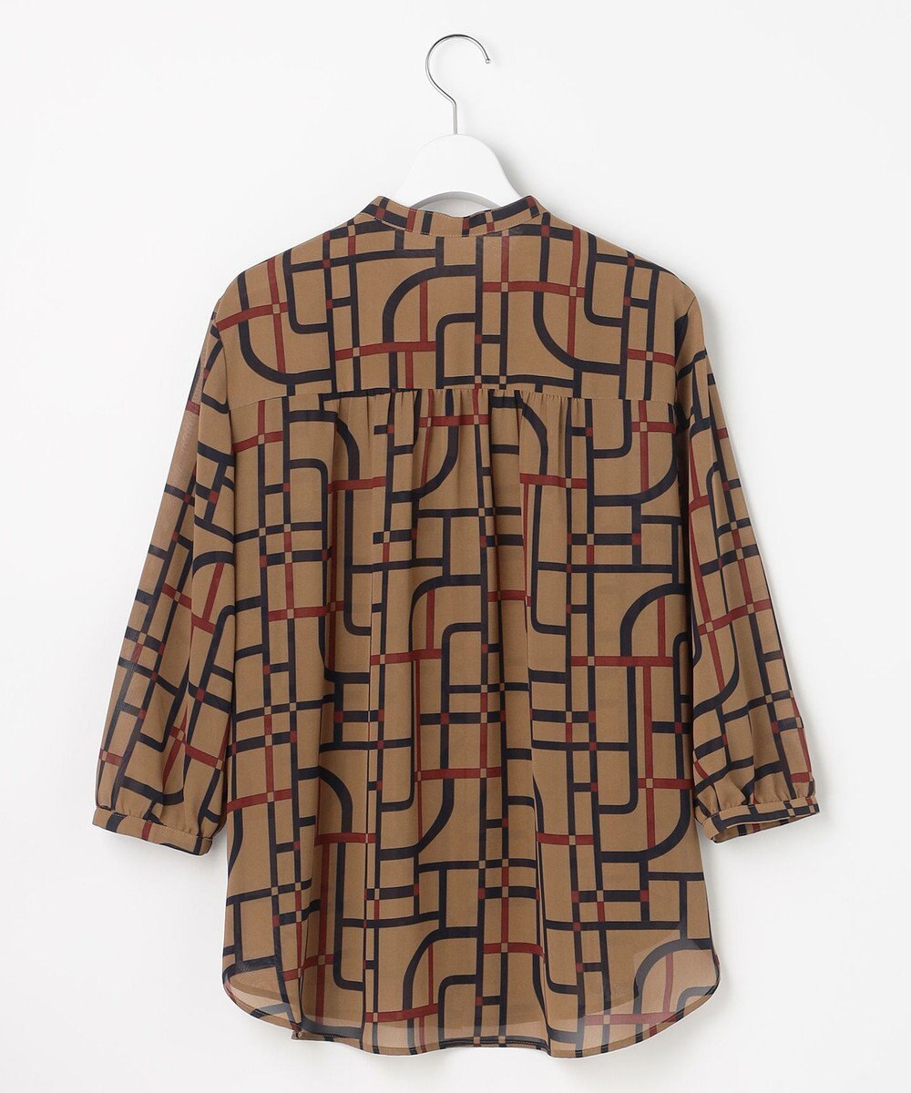 自由区 L 【17号サイズまで展開】ジオメトリックレトロプリント ブラウス 