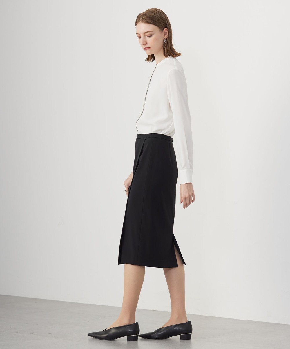 ICB L 【UVケア・速乾・洗える】BackSatinAmunzen バンドカラーブラウス 