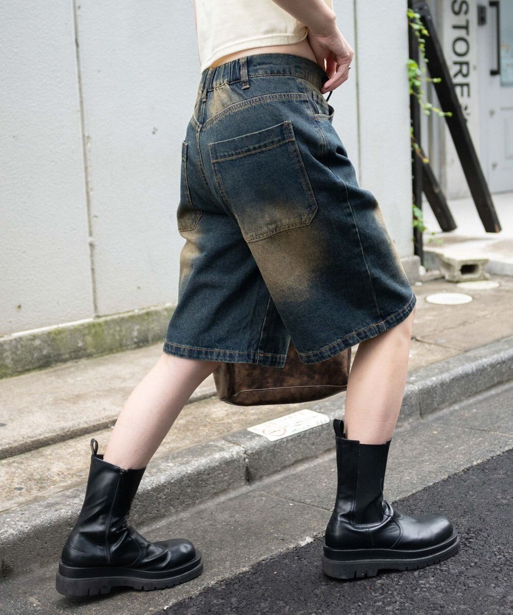 WEGO 【新色追加】ヴィンテージウォッシュデニムハーフパンツ 