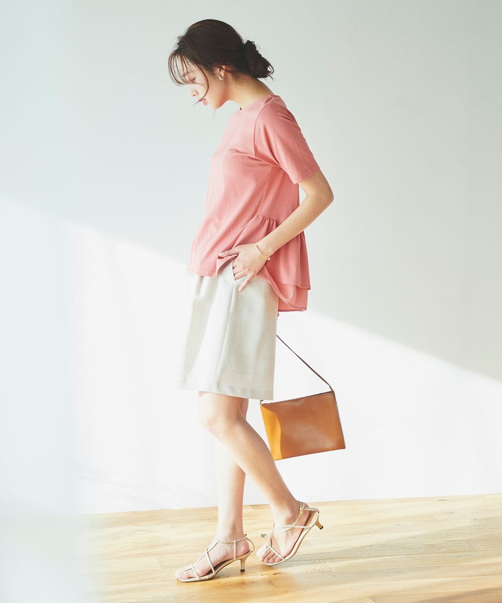 Feroux 【UVケア】バックペプラムチュニック Tシャツ 