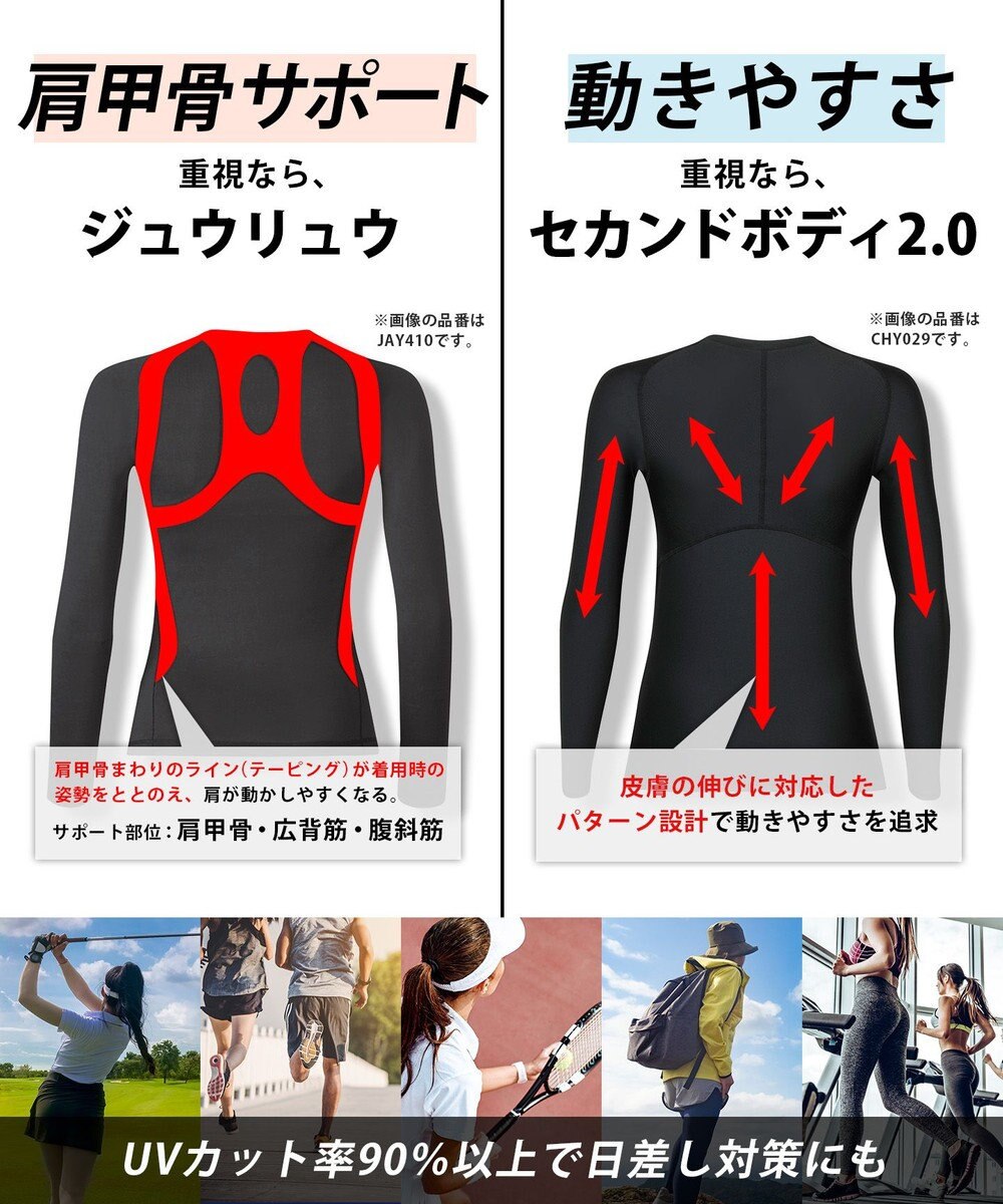 CW-X 【WOMEN】 CW-X レディース 機能性トップス 【JYURYU TOP】 長袖 肩が動かしやすくなる 運動時の疲労を軽減 ゴルフ 球技 マラソン 保温(本体) JAY789 /ワコール 