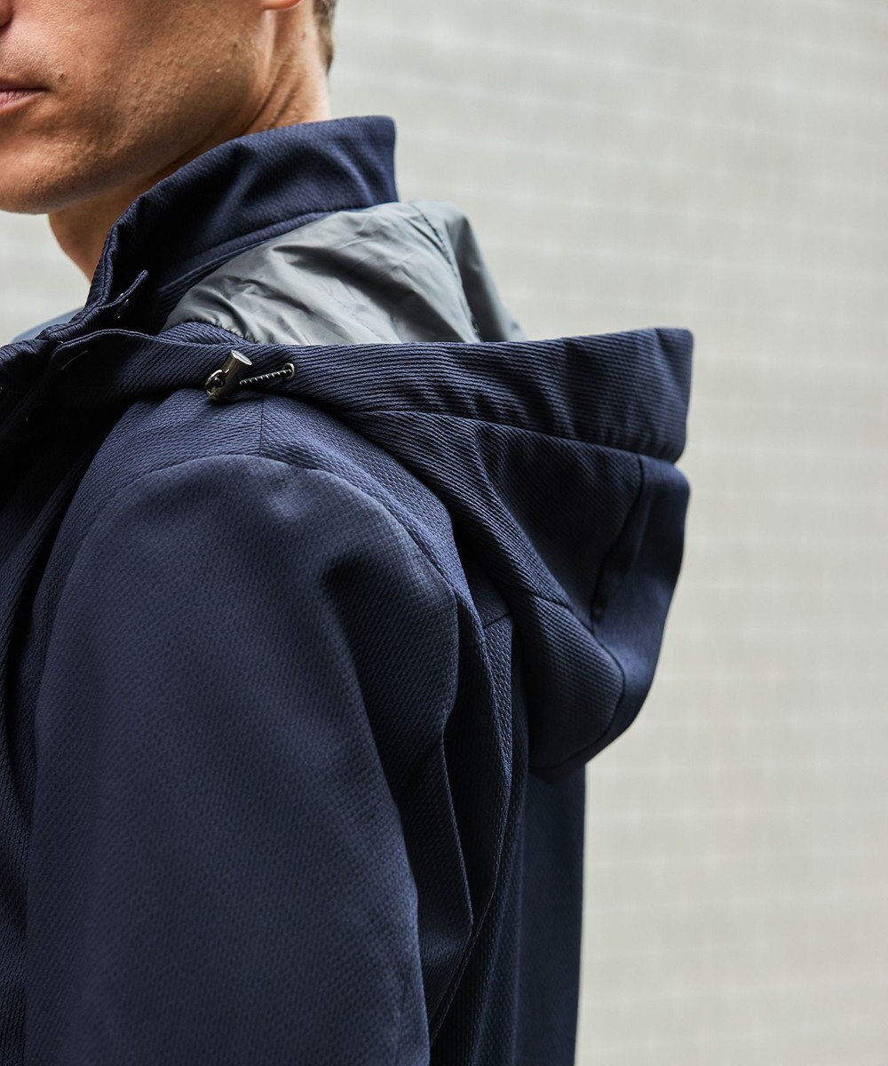 GOTAIRIKU 仕事で着られる【シワになりにくい/洗える/ストレッチ/吸水速乾】バブルテック フーデッドブルゾン 