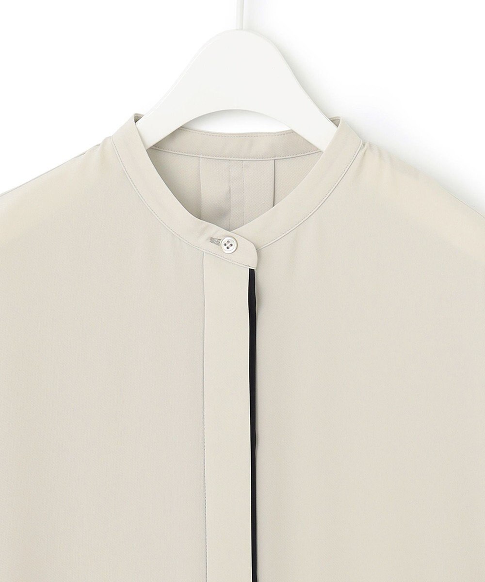 ICB 【人気のため新色追加・WEB限定カラーあり】BackSatinAmunzen 5分袖バンドカラーブラウス 