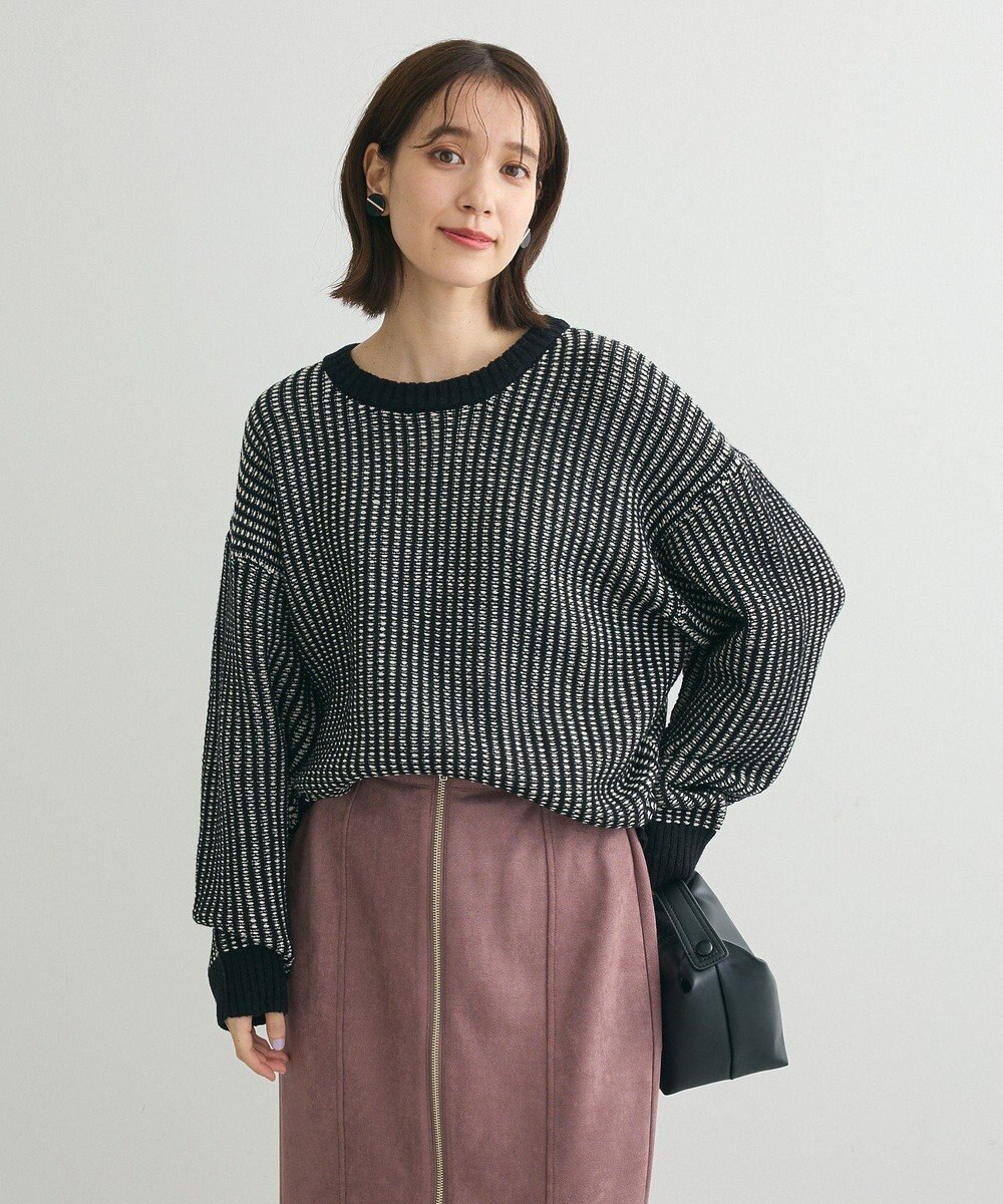 Green Parks ・ＥＬＥＮＣＡＲＥ　ＤＵＥ　タック編バイカラーニット 