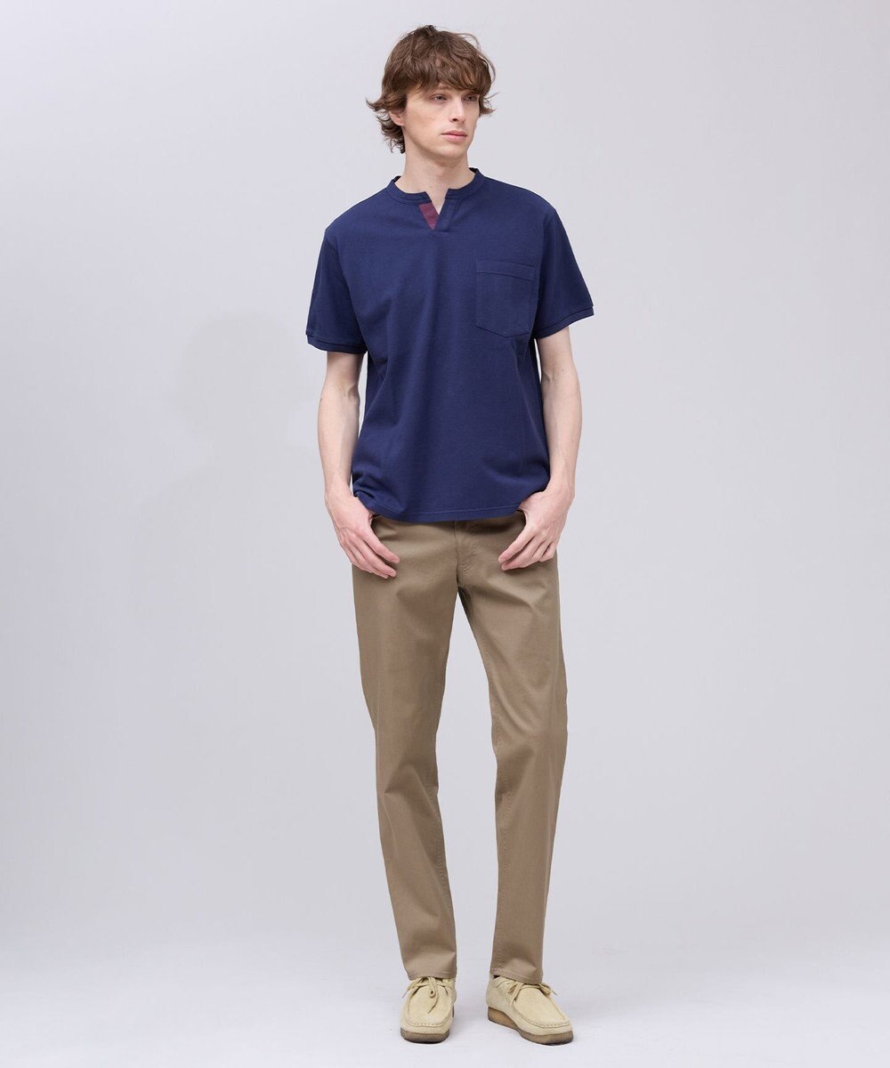 J.PRESS MEN コットンカノコ キーネックポケット Tシャツ 