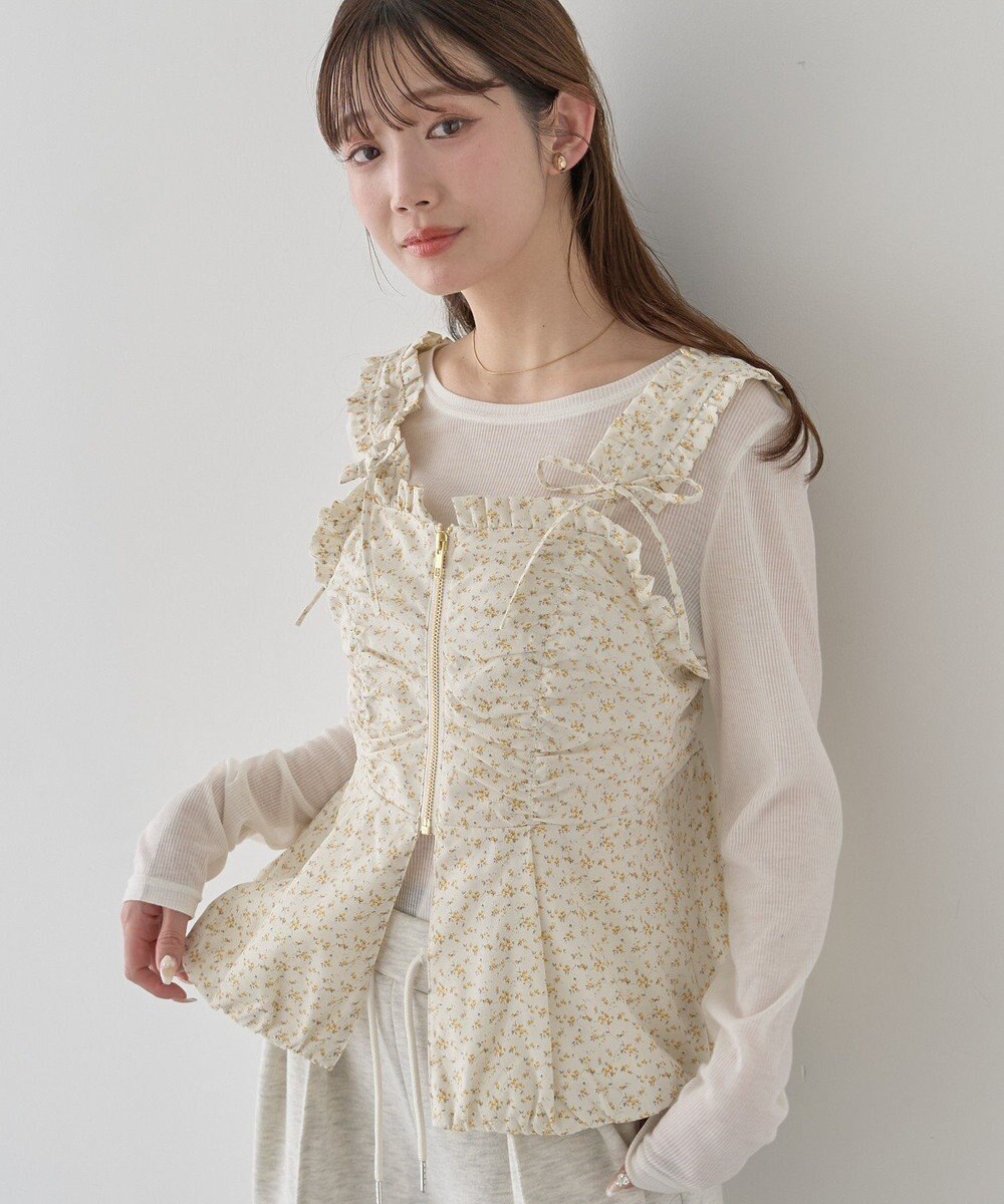 earth music&ecology フラワーペプラムビスチェ 