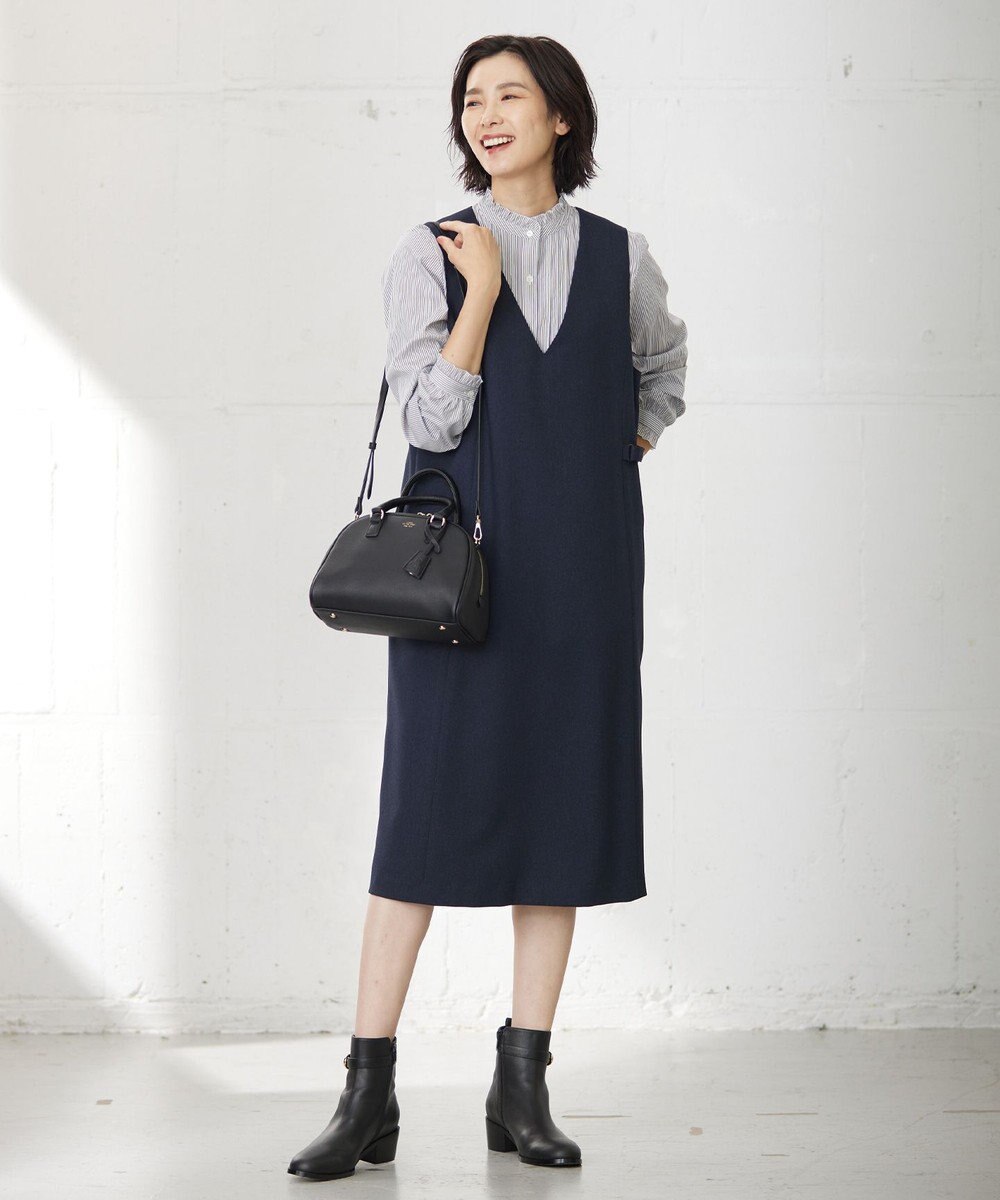 J.PRESS LADIES L 【洗える】LANATEC シャークスキン&ヘリンボーン ジャンパースカート 