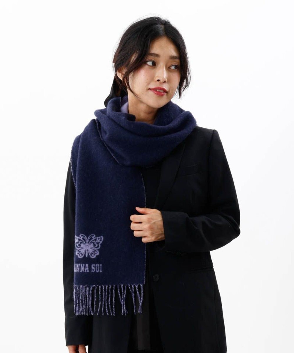 AURORA 【 ANNA SUI（アナ スイ）】ウールリバーシブルマフラー 